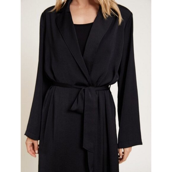 💕BAREFOOT DREAMS💕 Washed Satin Notch Collar Robe ~ Black Large L NWT - Picture 5 of 14